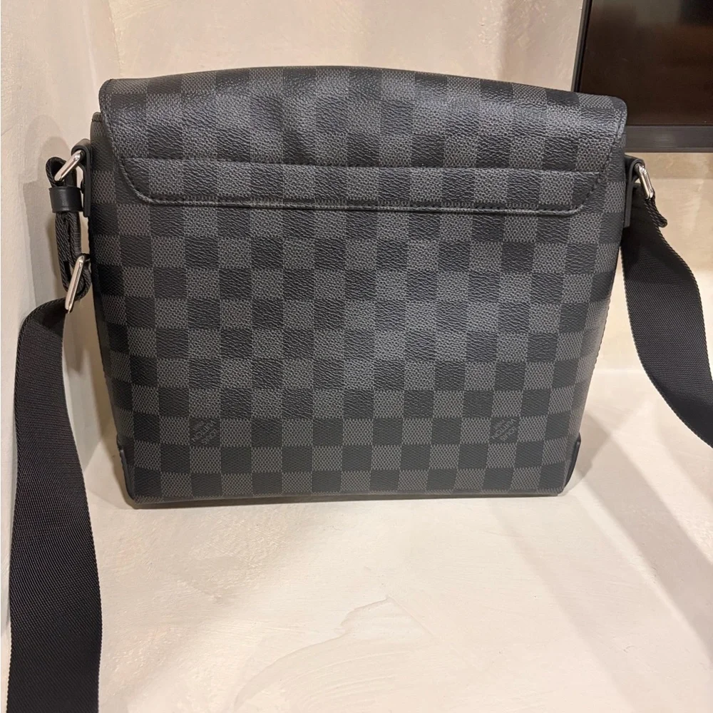 Black Checkered Messenger Bag - Men's Shoulder Bag